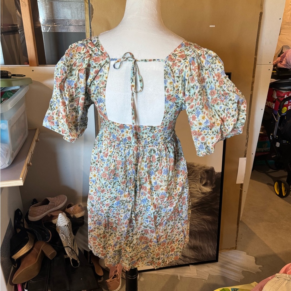 Floral Square Neck Dress - image 2